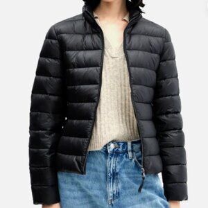 Mango Black and Yellow Reversible puffer Down Winter Jacket, Women’s size Large